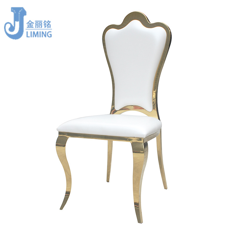 Fábrica al por mayor muebles de sala de estar Silla de comedor de acero inoxidable Silla de banquete de hotel corona de onda Europea SILLA DE ACERO INOXIDABLE