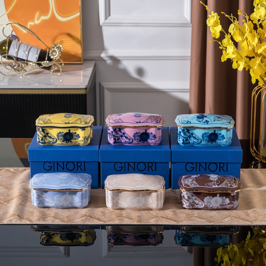 Italian Ginori1735 Italian-Style Oriental Ceramic Jewelry Box Storage Box Sugar Box Decorative Plate Full Set Packaging
