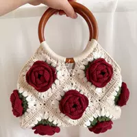 Ретро сумка ручной работы с розой, стерео вязание крючком, сделай сам, шерсть, чистый материал для ручного вязания, универсальная сумка с ручкой F6