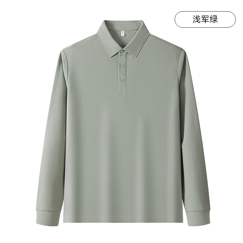 纯色男女长袖POLO衫杜邦索罗娜翻领工作服上衣印LOGO企业工装刺绣|undefined