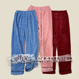 Demi-season coral velvet flannel fleece keep warm trousers for leisure, plus size, increased thickness, for middle age