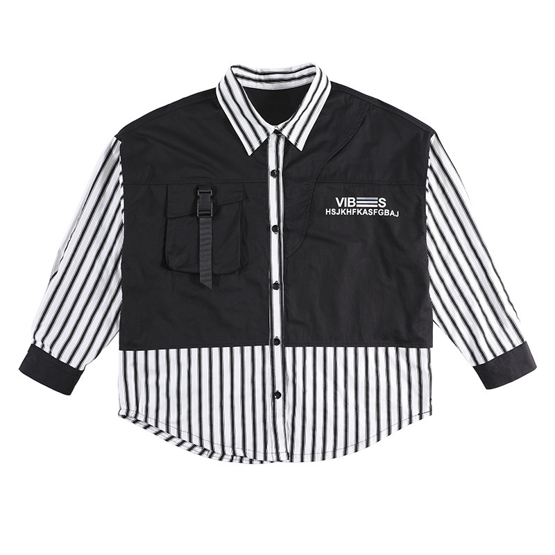소년의 봄 편지 인쇄 가짜 투피스 셔츠 재킷 2025 새로운 어린이 서양식 캐주얼 코트 재킷