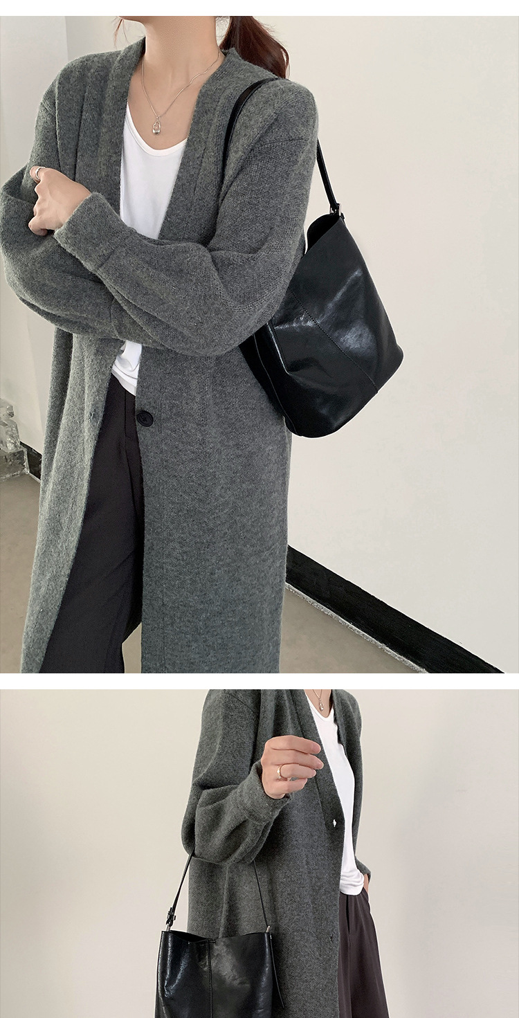 【 Vera pelle da donna 】 Borsa a secchiello monospalla in pelle bovina conciata al vegetale leggera e di lusso alla moda, sensoriale di alta qualità_voghion.com