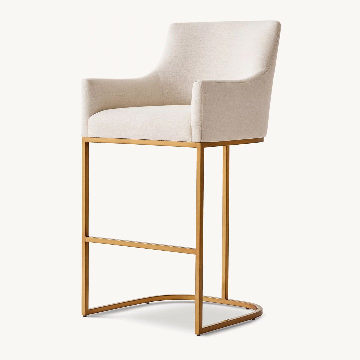 Rh American-Style Light Luxury Fabric Bar Chair, Italian Minimalist Stainless Steel Metal High Stool, Island Bar Chair, Front Desk Chair