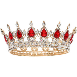 European cross-border baroque round crown alloy headdress bride wedding accessories birthday adult gift round crown