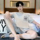 Pure Cotton Pajamas Men's Summer Short-Sleeved Shorts Can Be Worn Outside the Suit Simple Casual Plus Size Men's Cool Home Clothes