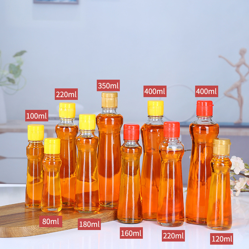 Sesame Oil Bottle 250ml Food-Grade Transparent New Thick Hemp Oil Walnut Oil Bottle Lid Seasoning Glass Bottle