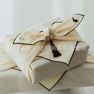 Linen Cotton Natural Color Environmentally Friendly Wrapping Cloth Natural Fiber Recyclable Wrapping Cloth Custom Logo Gift Box Wrapping Cloth