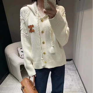 买手店~24ss凯旋 连帽秋冬针织衫开衫外套韩版毛衣拉链上衣女潮