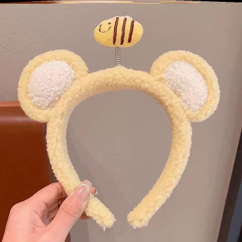 2024 otoño y invierno nuevo dulce tierna chica lavado facial maquillaje banda de pelo peluche correa de cabello fábrica al por mayor