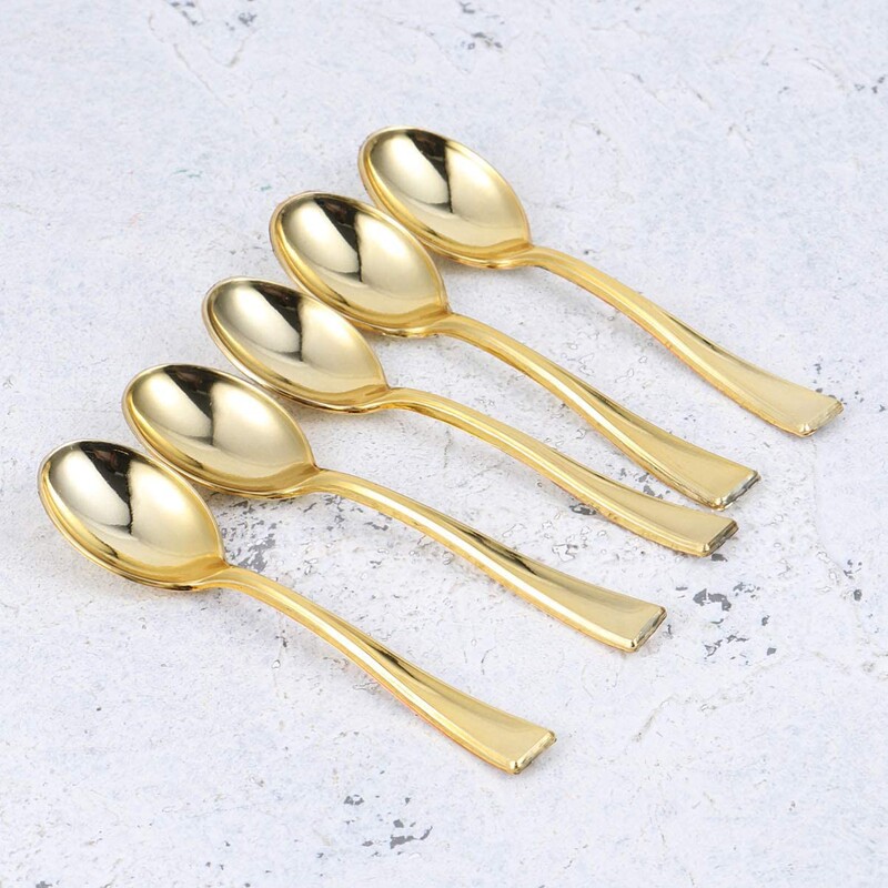 PS Disposable Knife and Fork Spoon Golden Electroplated Golden Small Spoon Fork Plastic Party Party Banquet Buffet