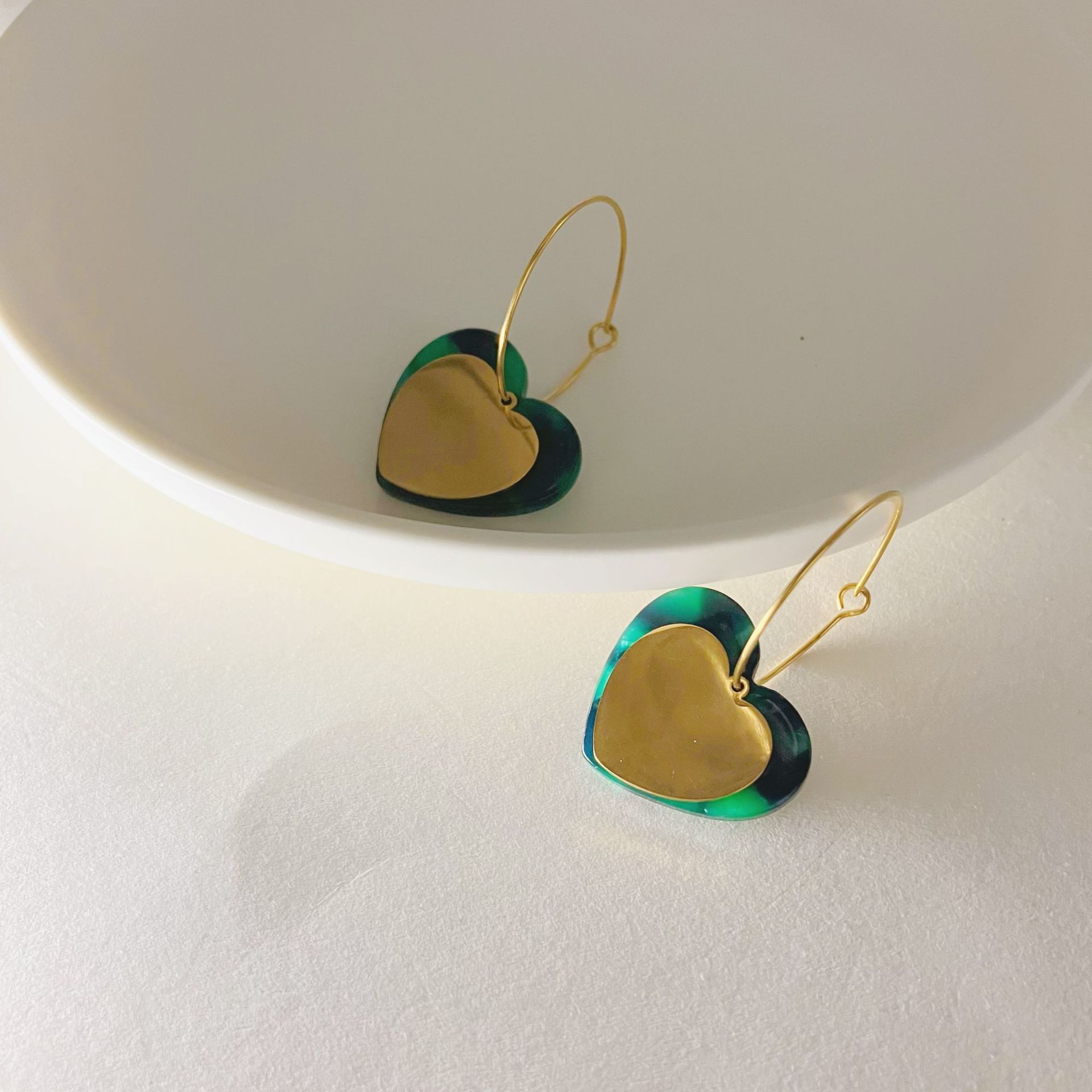 Retro Heart Shape Stainless Steel Plating Drop Earrings 1 Pair