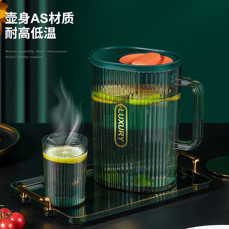 New high-end stylish heat-resistant large-capacity cool water kettle light luxury simple home water fruit kettle transparent water cup set 