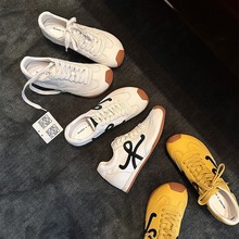 羊皮版~罗伊威真皮秀气百搭内增高5cm德训鞋女2025新款增高阿甘鞋