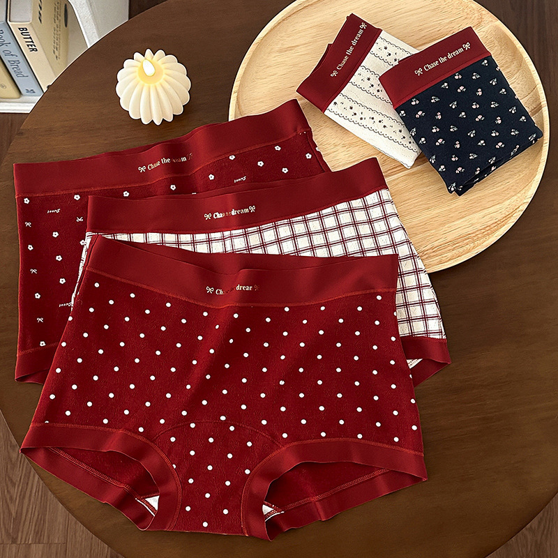 Winter Red Luck New Year of the Horse Zodiac Year Ancola Red Floral Cotton Women's Boxer Briefs Winter Red Luck New Year of the Horse Zodiac Year Ancola Red Floral Cotton Women's Boxer Briefs