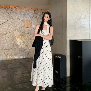 LS 法式优雅抹胸波点连衣裙广州十三行2026早秋新款女装裙子23616