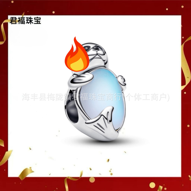 潘家手表链镀玫瑰金黄金色Reflexions系列硅胶固定夹珠子DIY配件|undefined