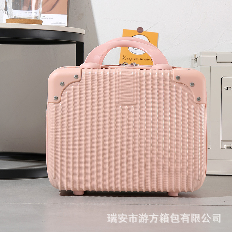Portátil de equipaje de las mujeres pequeño ligero de 16 pulgadas mini lindo de 14 pulgadas caja de maquillaje contraseña bolsa de almacenamiento de viaje