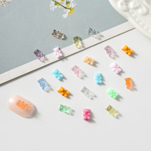 Online Red Sun cartoon bear nail accessories macaron mini bear diy hairpin phone case nail accessories