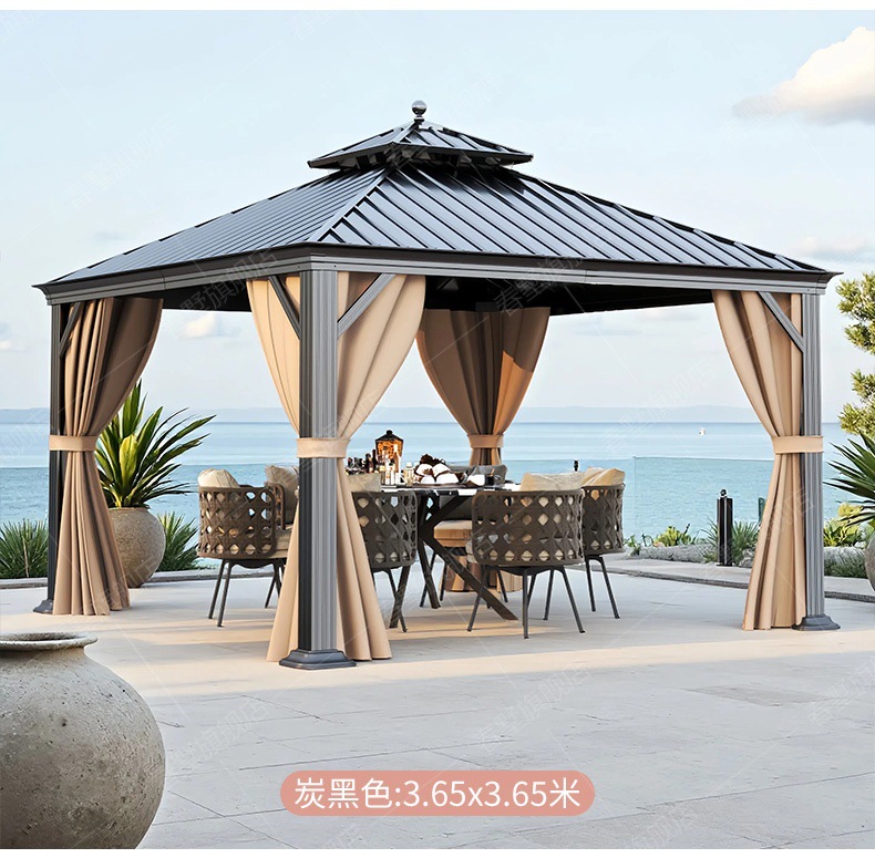 High-End Outdoor Pavilion Garden Terrace Aluminum Alloy Courtyard Leisure New Chinese-Style Pavilion Villa Courtyard Outdoor Sunshade