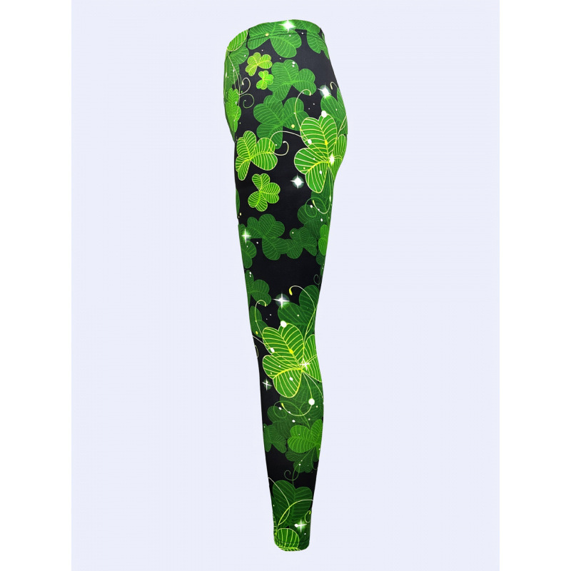 Amazon Shopee Foreign Trade Women's Fashion Pants with Four-Leaf Clover Diagonal Plaid Pattern Digital Print Yoga Pants