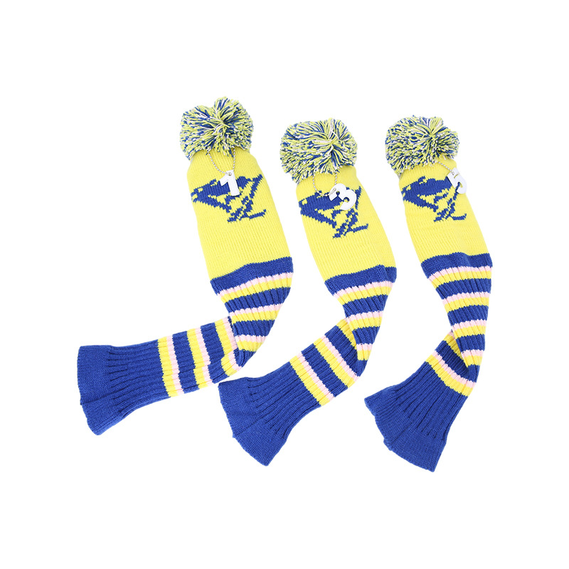 Transfronterizo AliExpress golf suministros club cubierta de rayas horizontales de punto sombrero conjunto personalizado conjunto de lana cabeza de la varilla cubierta protectora