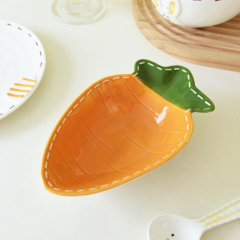 Lindo tazón de zanahoria vajilla creativa los niños alivio ligero forma desayuno occidental postre plato sopa