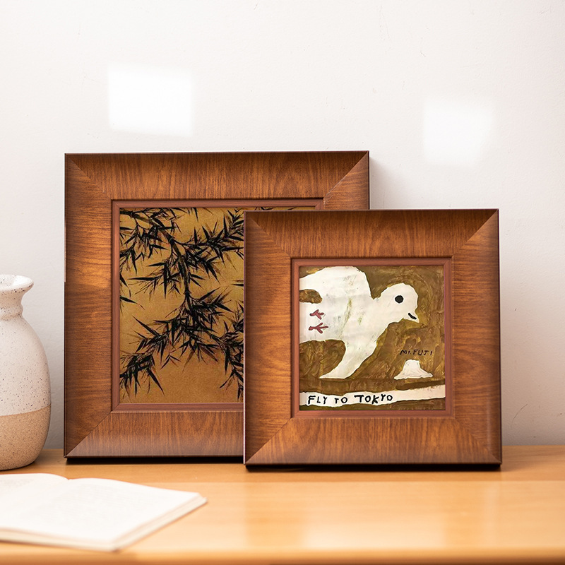 Vintage French-Style DIY Painting Frame with Solid Wood Oil Painting Wall Hanging, Simple Large Photo Frame for Tabletop, Customizable Size