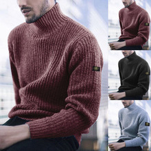 2021外贸男装亚马逊ebay冬季爆款纯色百搭男士高领时尚毛衣M102