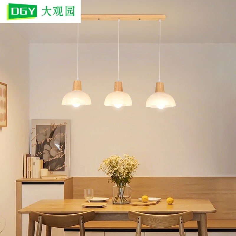 Lámpara del restaurante moderna y simple estilo japonés de madera tranquila alojamiento de la cama de la lámpara del comedor lámpara de bar de vidrio L271