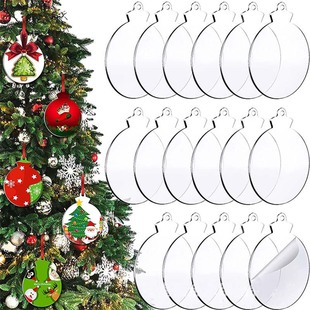 Cross-border New Product Christmas Decoration Pendant Blank Plastic Acrylic Laser Cut PMMA Transparent Acrylic Round Sheet