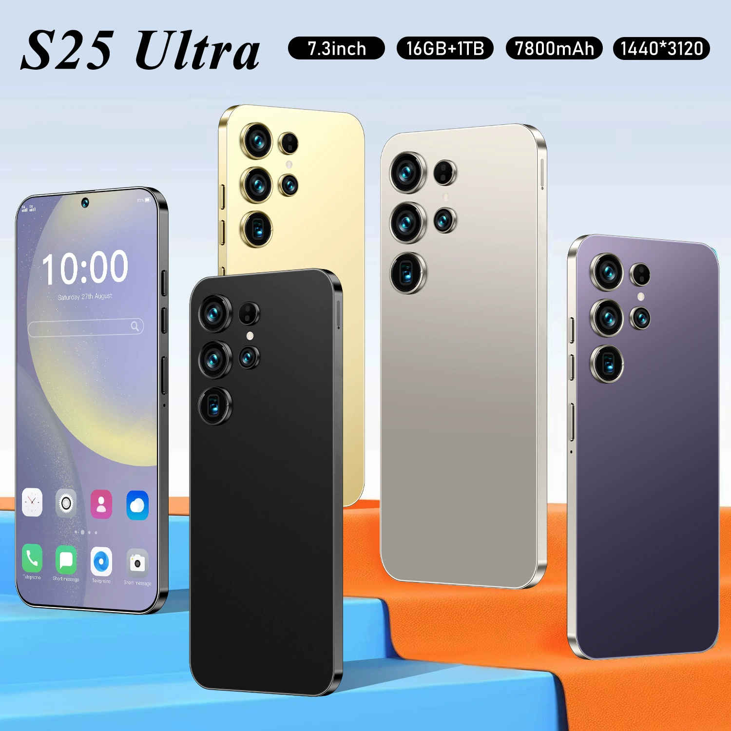 (Переходная торговля), мобильный телефон, S25, смартфон, 4G, G7, 7.3 дюйма, широкий экран, Android 12