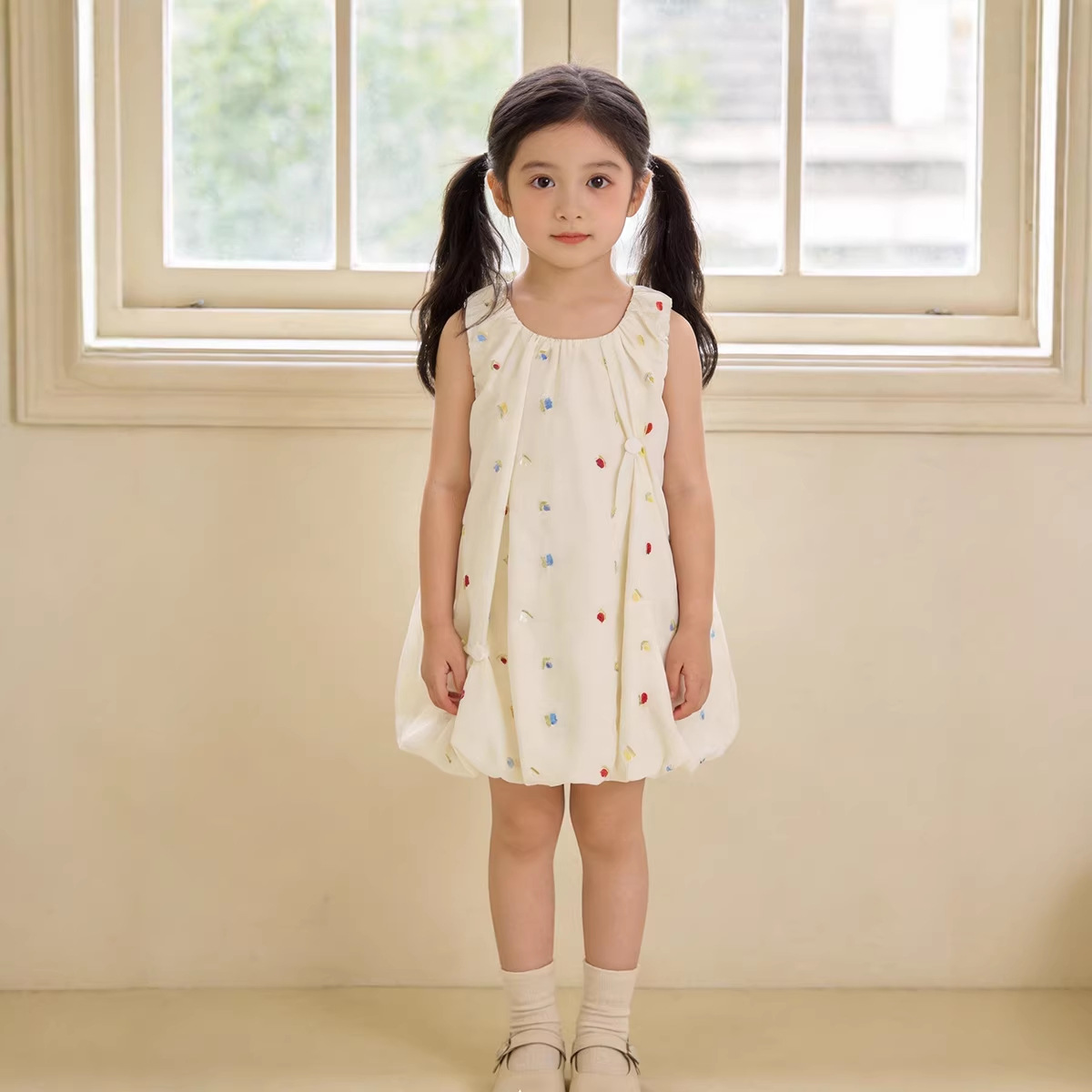 MDD Children's dress 2025 Summer Girl's Flower Bud Embroidered Dress Little Girl's Korean-style Princess Dress Children's