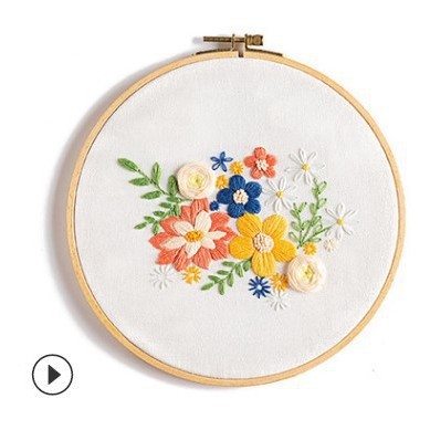 Lu bordado hecho a mano DIY principiante práctica salón pintura decorativa nórdica primaria flores y plantas traje de costura