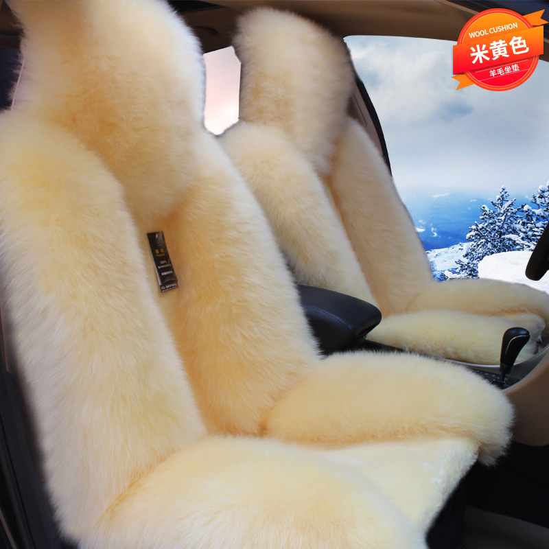 Winter wool car seat cushion plush seat cover pure wool long hair winter wool pad warm thickened car mat popular online