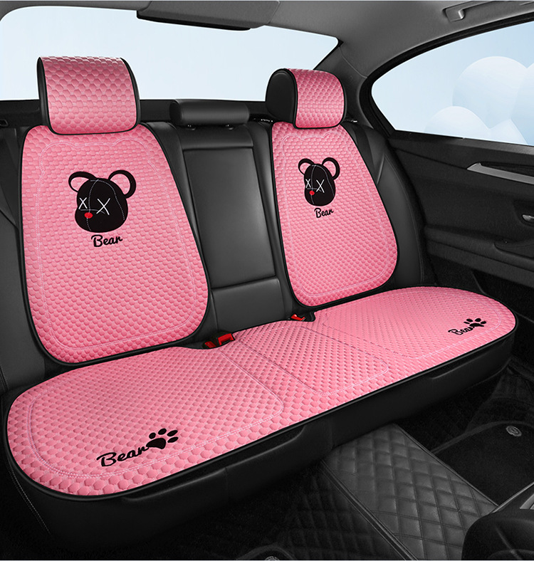 Car Summer Cool Cushion Seat Cushion Four Seasons Universal Breathable and Ventilated Cute Cartoon Car Interior Cushion Single Piece Seat Cover