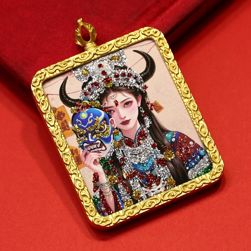 手绘彩金唐卡卡芯画芯金色嘎乌盒扎基拉姆前世今生厂家批发|undefined