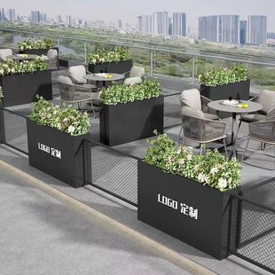 Wrought Iron Stainless Steel Galvanized Sheet Fence Flower Stand Outdoor Flower Trough Rack Restaurant Partition Flower Box Sales Department Flower Bed Flower Box