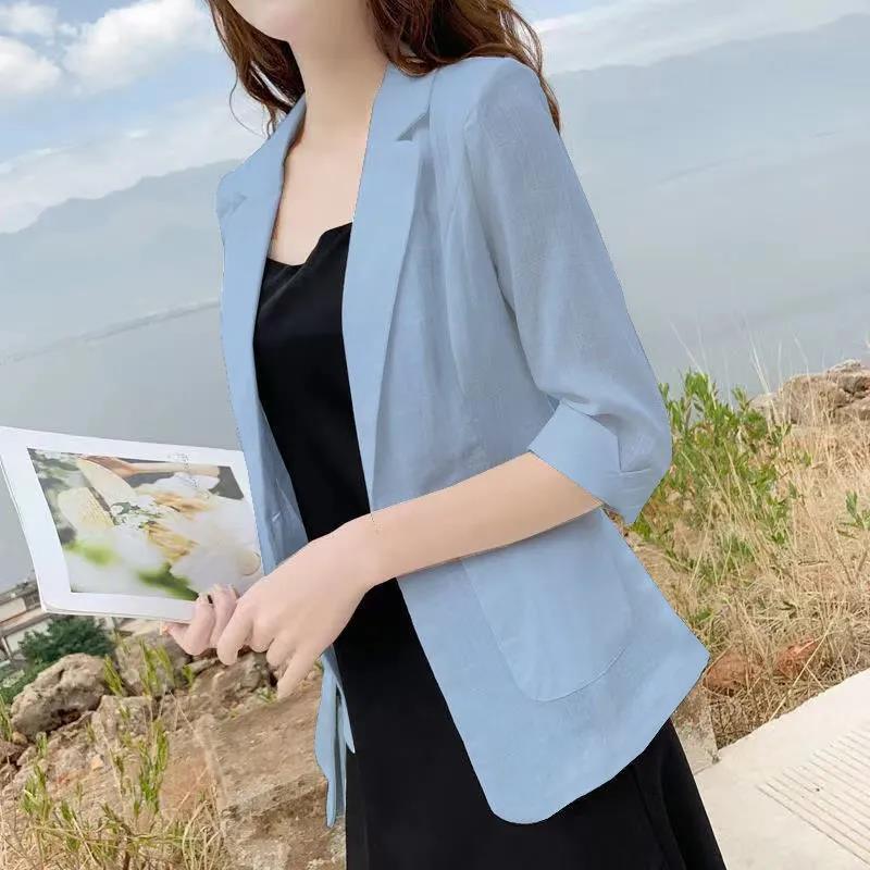 休闲上衣小西装新款防晒外套女2025透气薄款短春秋西服小个子|undefined