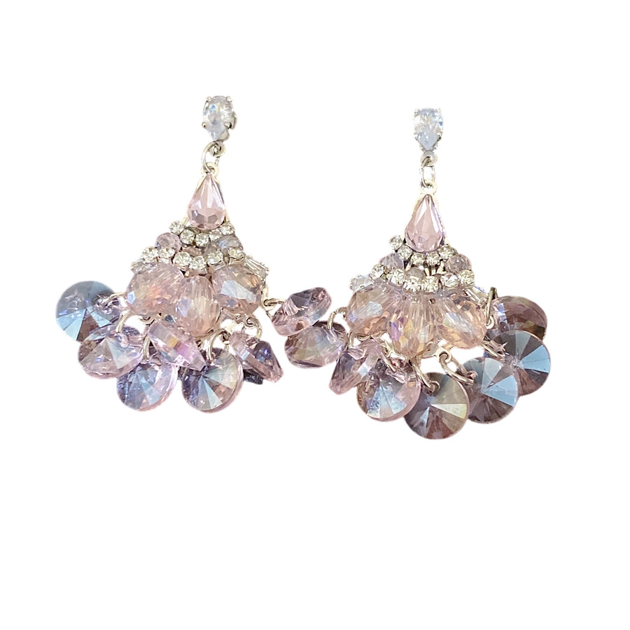 Aguja de plata con diamante de vidrio gota de agua aretes de bordas redondas temperamento moda aretes de lujo ligero aretes de alta calidad para mujeres