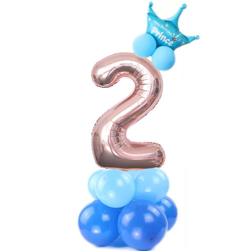 Amazon Cross-border 32-inch Rose Gold Digital Column Aluminum Film Balloon Birthday Party Balloon Decoration Set
