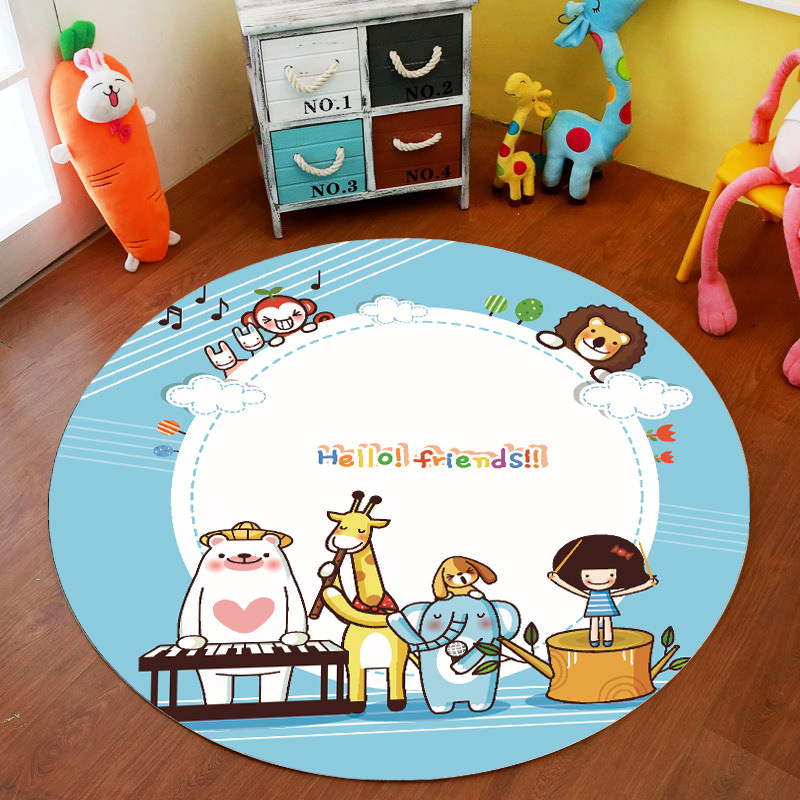 Transfronteriza de dibujos animados alfombra redonda dormitorio lindo cama completa estera de noche engrosada de terciopelo de cristal alfombra del piso de los niños alfombra de la habitación