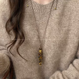 美拉德流苏色项链女轻奢高级毛衣链长款复古民族风配饰