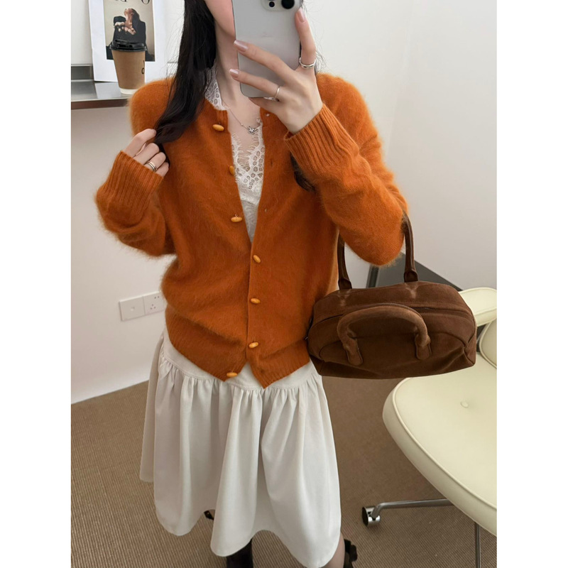 [High-End Luxury Goods] Cashmere Brushed Cardigan 67.5kg Inner Unique Product 1760712082003