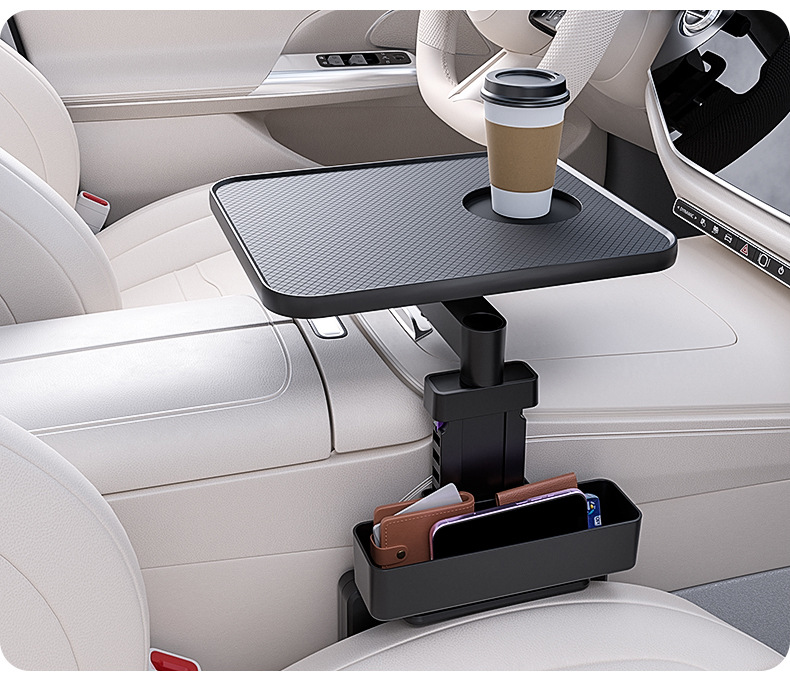 Multifunctional Car Table 360 ° Rotating and expandable floating dining tray for car's driver and passenger side cup holders and dining table