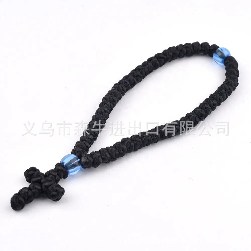 Cross-Border Hot Selling Wholesale Hand-Woven Cross Prayer Bracelet Factory Direct Supply