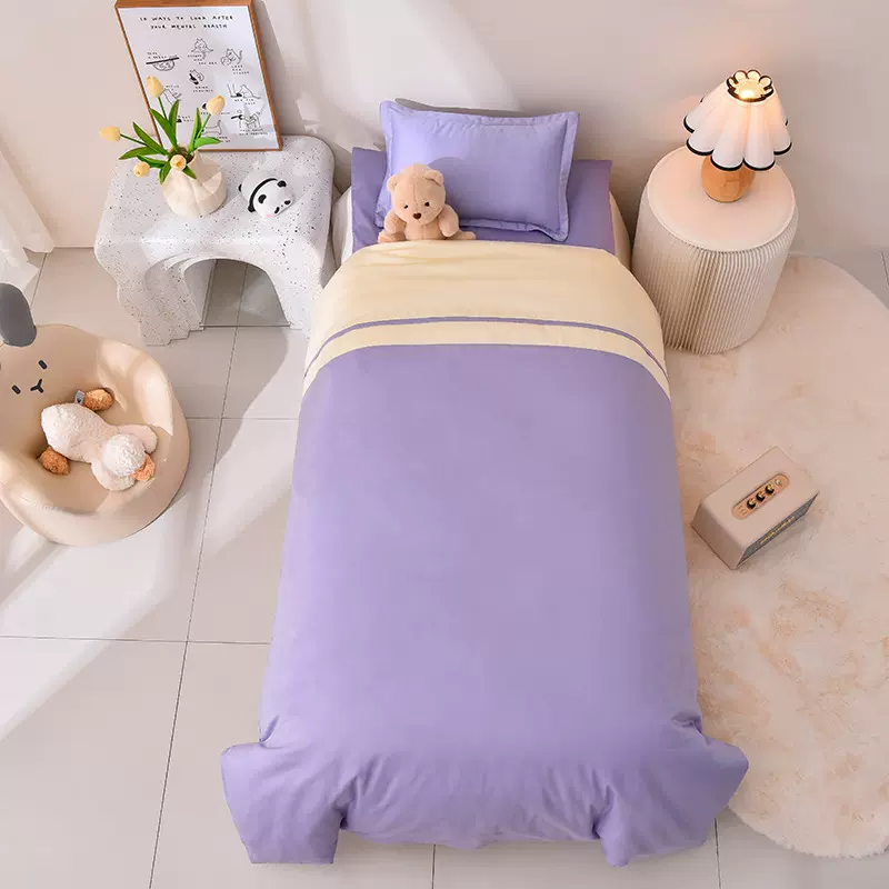 40纱织纯棉斜纹绣字儿童纯色六件套三件套数码定制印花加棉