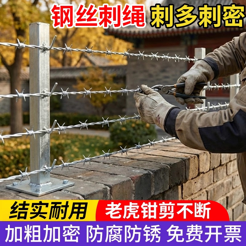 刺绳刺线圈地养殖带刺铁丝网热镀锌刺绳网刺丝滚笼防盗钢丝刺绳