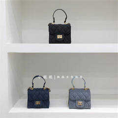 本季 夏季小香風牛仔布菱格鏈條包手提迷你時尚小方包斜挎小包