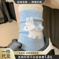 春夏可爱小狗中筒袜卡通ins植绒袜通穿卡哇伊学院风修狗复古百搭